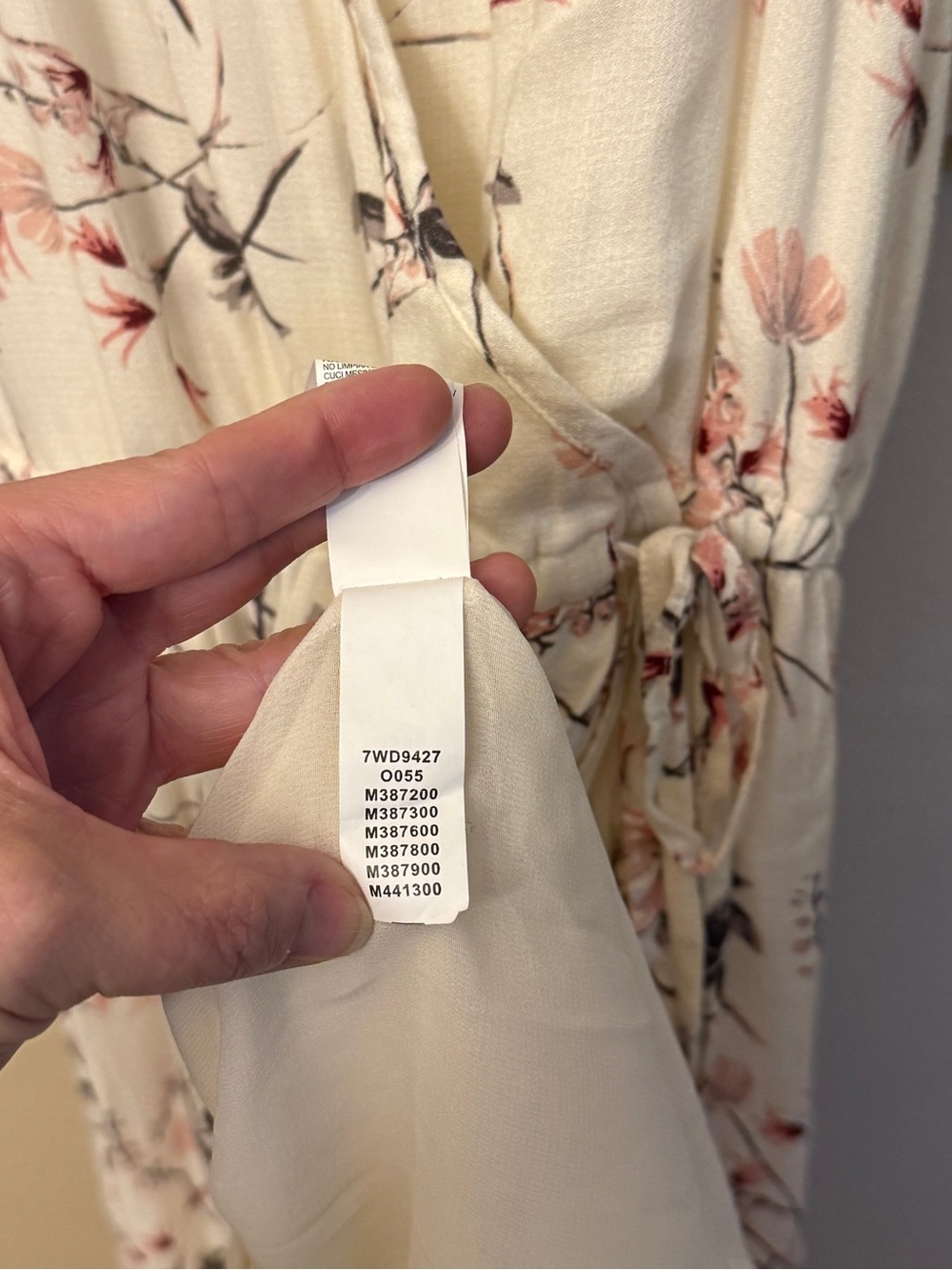 Lucky Brand Cream Floral Wrap Midi Dress with Pink Accents - Picture 7 of 13